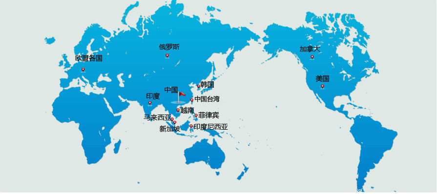 桂林康兴医疗器械有限公司海外市场分布图